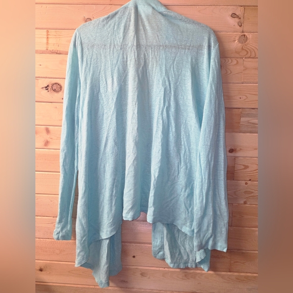 J. Jill Light Blue / Aqua Linen Women's Cardigan Lightweight EUC Size L - Picture 2 of 11